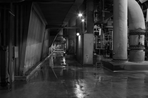 reflection black and white photography power station 